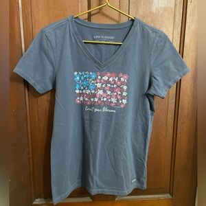 Life is Good women’s medium short sleeve blue v neck top